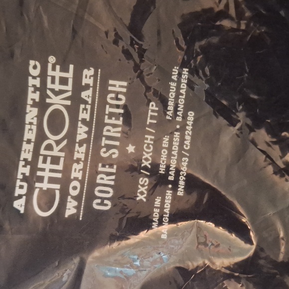 2pc set Cherokee Core Stretch Modern Black Scrub Top Bottom Pants 4x 5x - Picture 7 of 9